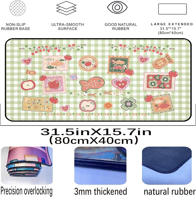 Mouse Pad Cute, Retro Gaming Desk Mats, Large Mousepad Laptop Keyboard Mouse Mat - Image 2