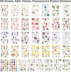 Knaid Pressed Flower Themed Stickers Dried Floral Resin Stickers Decals - Image 2