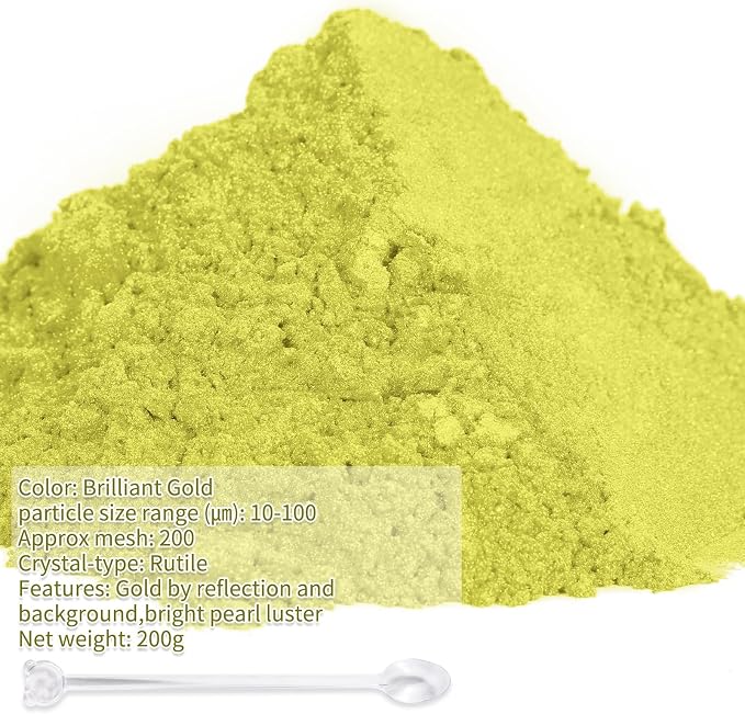 Mica Powder, 200g/7.40oz Large Jar, Brilliant Gold Mica Powder Pigment - Image 2