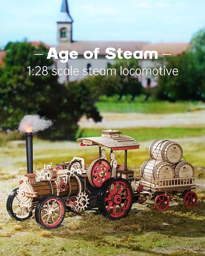 ROKR 3D Puzzle for Adults 469pcs Electric Vintage Car Steam Engine Model Kits - Image 2