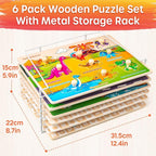 SYNARRY Wooden Puzzles for Toddlers 1-3, 6XSET Puzzles for Toddlers 2-4 - Image 5