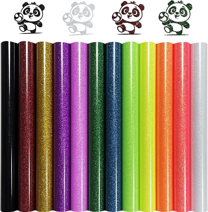 Glitter HTV Heat Transfer Vinyl, Mixeds 12pcs 12" x 10" Iron-on Vinyl | Iron On by Unknown