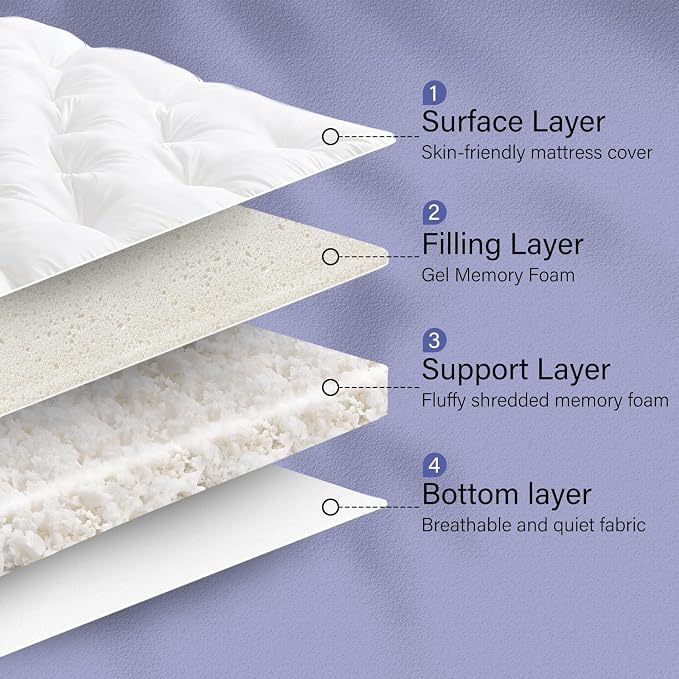 WhatsBedding 4 Inch Memory Foam Mattress Topper Queen - Image 6
