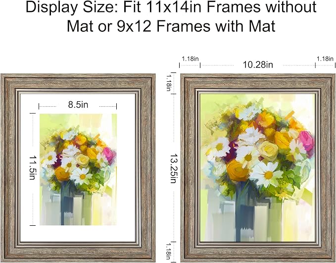 LUCKYLIFE 11x14 Picture Frame Set of 4, Display 9x12 Pictures - Image 2