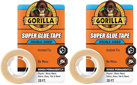 GORILLA Super Glue Tape, Double Sided, High Tack, 5/8in x 20ft by Gorilla