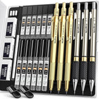 Nicpro Gold Art Mechanical Pencil Set, Metal Drafting Pencil 0.5, 0.9mm & 2mm - Image 7