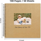 Yopih 12x12 Inch DIY Scrapbook Photo Album, Hardcover Kraft Paper Acid-Free - Image 2
