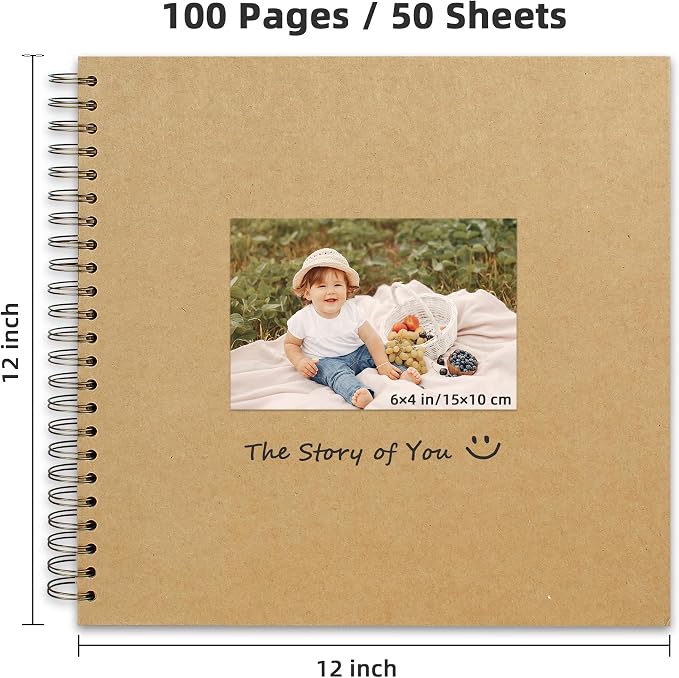 Yopih 12x12 Inch DIY Scrapbook Photo Album, Hardcover Kraft Paper Acid-Free - Image 2