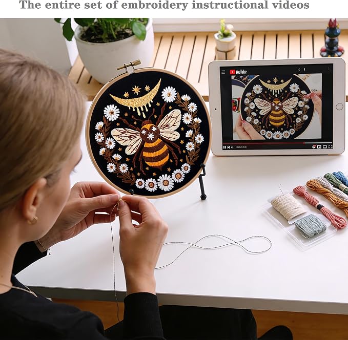 Hand Embroidery Starter Kits for Beginners Adults, Counted Stamped Cross Stitch - Image 4