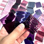 ILLUCKAI 2.2lb Purple Stained Glass Scraps, Irregular Stained Glass Sheets - Image 4