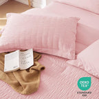 MUXHOMO 7 Pieces King Comforter Set, Seersucker Bed in a Bag King Size - Image 9
