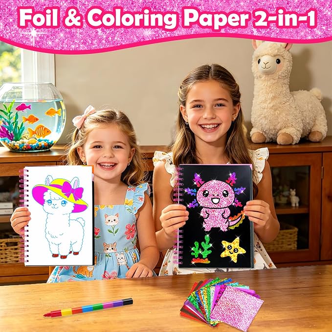 FUNNYB&G Foil Art Craft Kit for Girls 4-10 Years Old: Mess-Free & No-Glue - Image 2