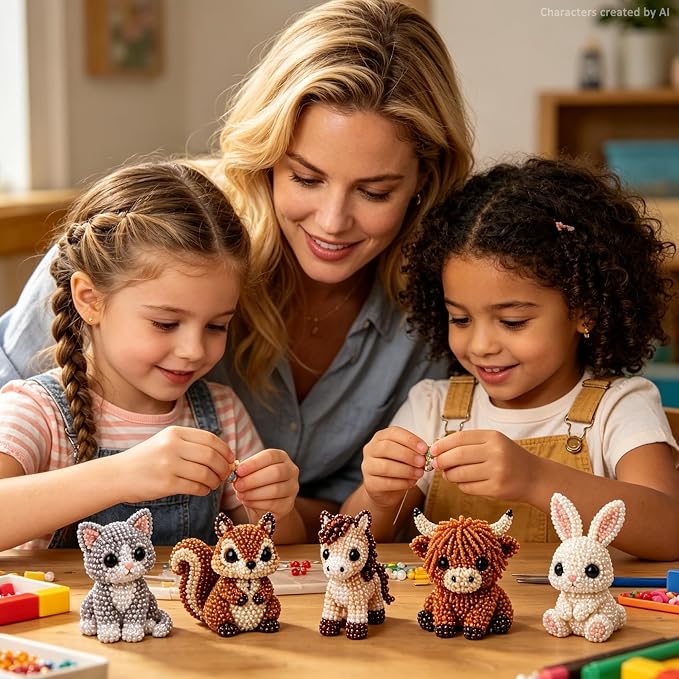 CJNEJGT Kid Friendly 3D Beaded Animal DIY Kit, Stress Relief Leisure DIY Bead - Image 4
