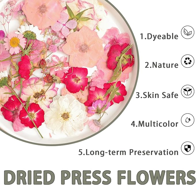 50Pcs Dried Pressed Flowers Real Pressed Flowers Natural Dry Leaves Bulk Mixed - Image 4