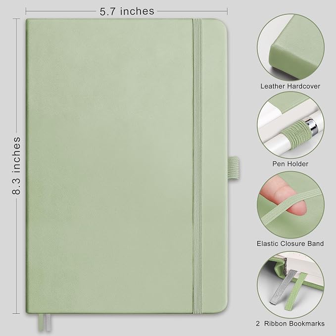 RETTACY Lined Journal Notebook, 192 Numbered Pages, A5 Size | Leather Hardcover - Image 2