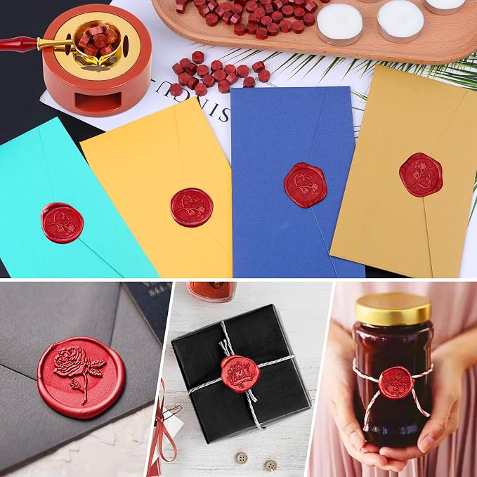 Red Wax for Letters Stamp Seals, Paxcoo 312pcs Stamp Wax Kit - Image 7