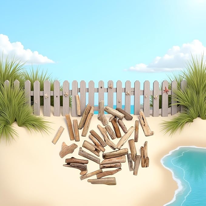 20 Pcs Natural Driftwood Pieces Branch Slices Craft Sticks Beach Decor - Image 3