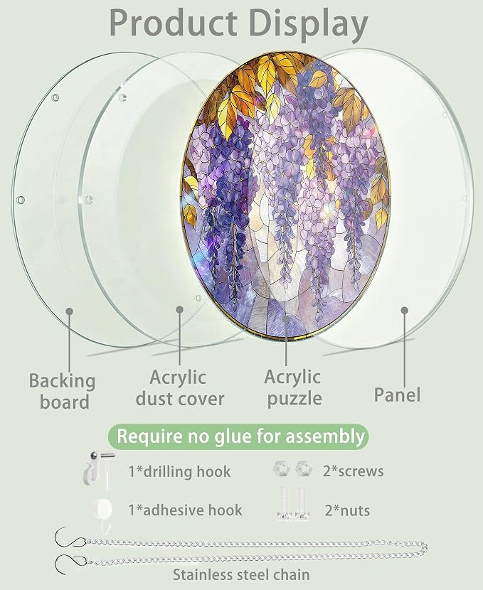 Acrylic Puzzle Suncatcher, Autumn Leaf Wisteria Sun Catcher - Image 6
