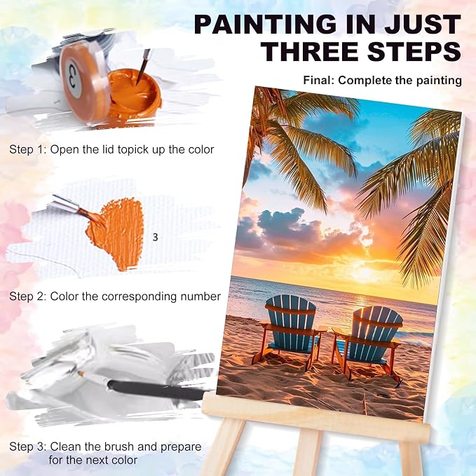 Yezavesu 4 Pack Framed Paint by Numbers Kit - Image 4