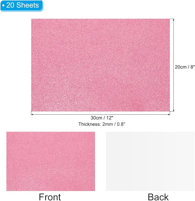 PATIKIL Dark Pink Shiny EVA Glitter Foam Sheet 11 x 8 Inch 2mm Thick - Image 2