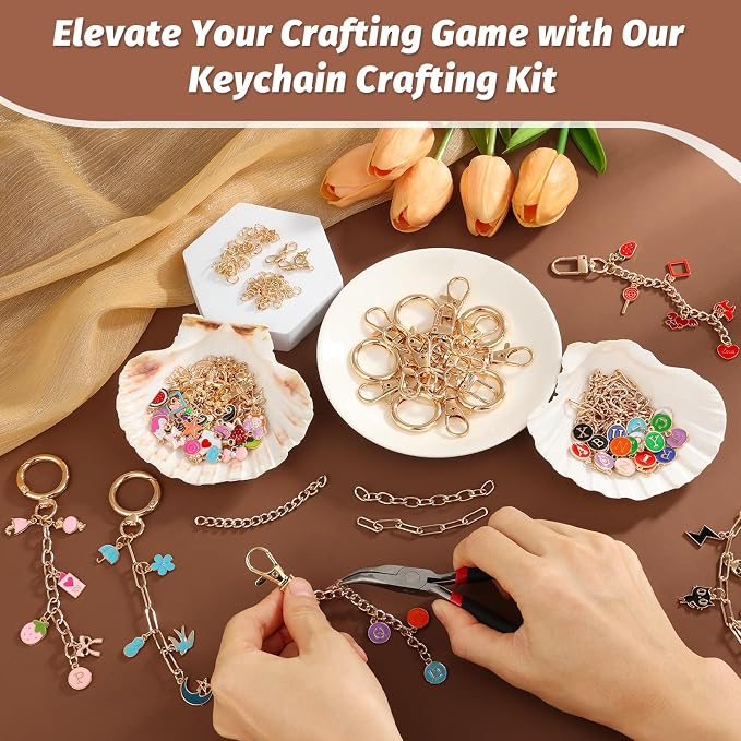 selizo 263Pcs Charms Lip Gloss Keychain Making Kit, DIY Craft Supplies - Image 7