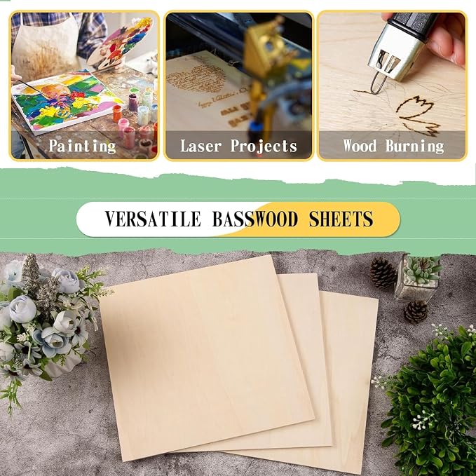 6 Pack 24 x 24 x 1/4 Inch-6mm Thick Basswood Sheets - Image 5