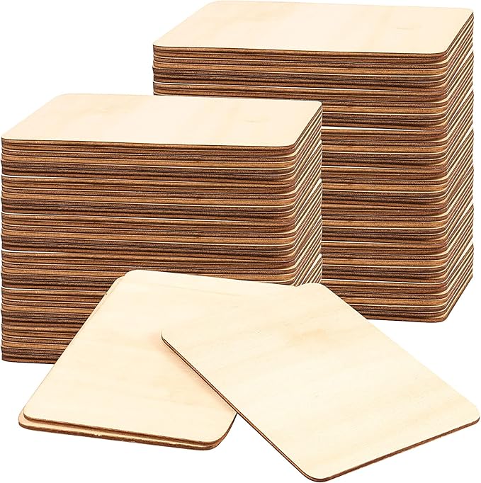 HOIGON 150 PCS Rectangle Unfinished Wood Pieces, 4 x 6 Inch Blank Basswood by HOIGON