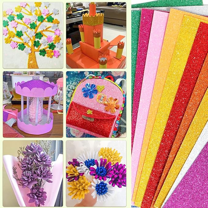 10 Sheets Glitter Paper Sheet for Crafts, A4 Cardstock Self-adhesive Paper for - Image 7