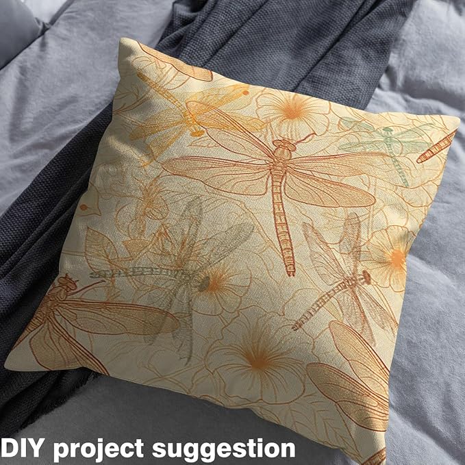 Feelyou Dragonfly Fabric by The Yard, Vintage Birds Floral Upholstery Fabric - Image 4