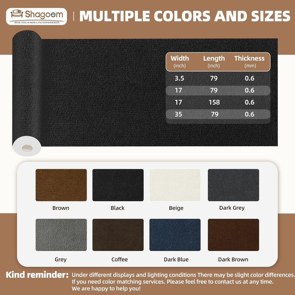 Suede Repair Patch, 17X158 Inch Fabric Large Repair Tape, Self-Adhesive Patches for Furniture, Sofa, Car Interior, Shoes, Hand Bag, Clothing (Grey, 17X158 Inch)