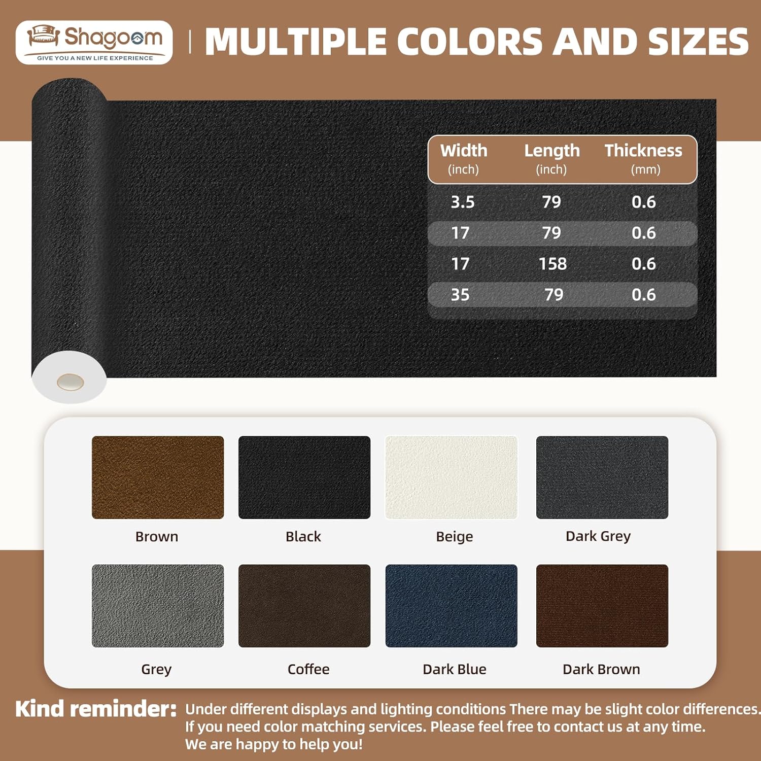 Suede Repair Patch, Large Fabric Repair Tape, Self-Adhesive Fabric Patches for Furniture, Couch, Sofa, Car Interior, Shoes, Hand Bag, Clothing (Dark Brown, 3.5X79 Inch)