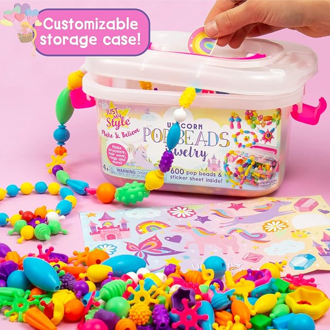 Just My Style Make & Believe Unicorn Pop Beads, 500+ Snap-Together, Bead Kit - Image 6