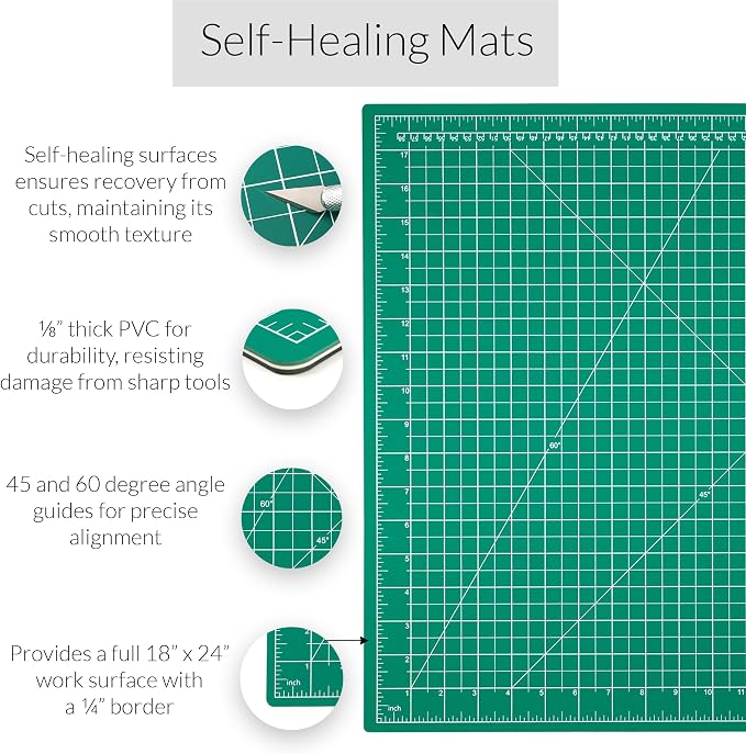 Breman Precision 18x24 Inch Self Healing Cutting Mat – 2-Sided 5-Ply PVC - Image 2