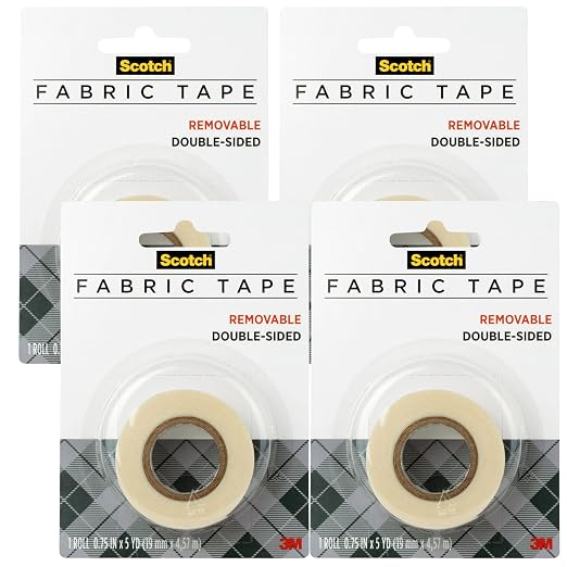 Scotch Removable Fabric Tape, 3/4 in x 180 in, 4 Rolls – Double-Sided Hemming by Unknown