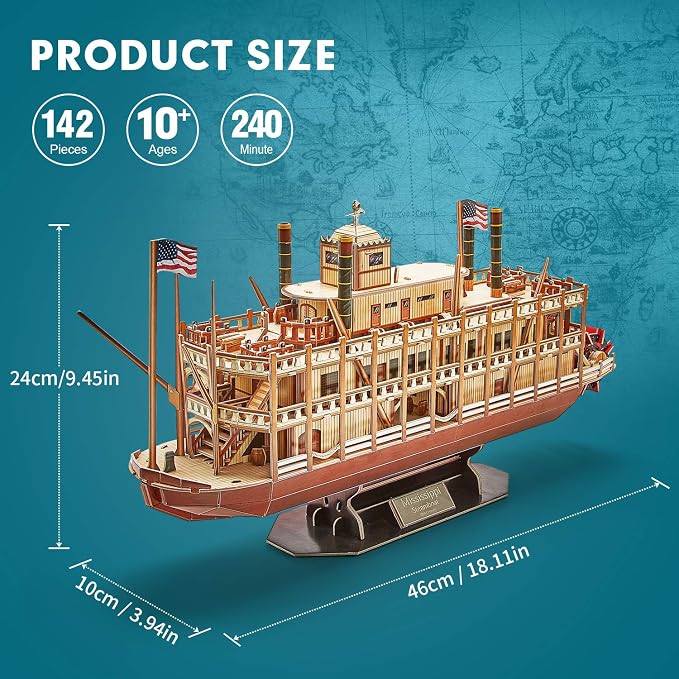 CubicFun 3D Puzzle Mississippi Steamboat Model Kit Gift - Image 6