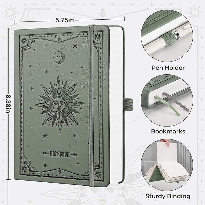 EMSHOI Lined Journal Notebook, 320 Numbered Pages, A5 Size | Leather Hardcover - Image 5