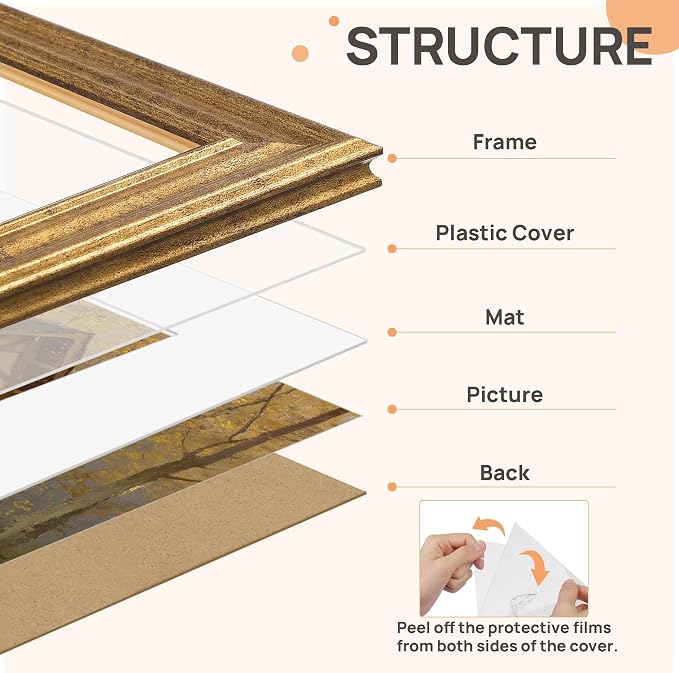 upsimples 8.5 by 11 Picture Frame, Vintage Frames Decor, Wall or Tabletop - Image 3