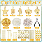 Cunno 776 Pcs Beach Seashell Bag Charm Making Kit, Ocean Coastal DIY Keychain - Image 2