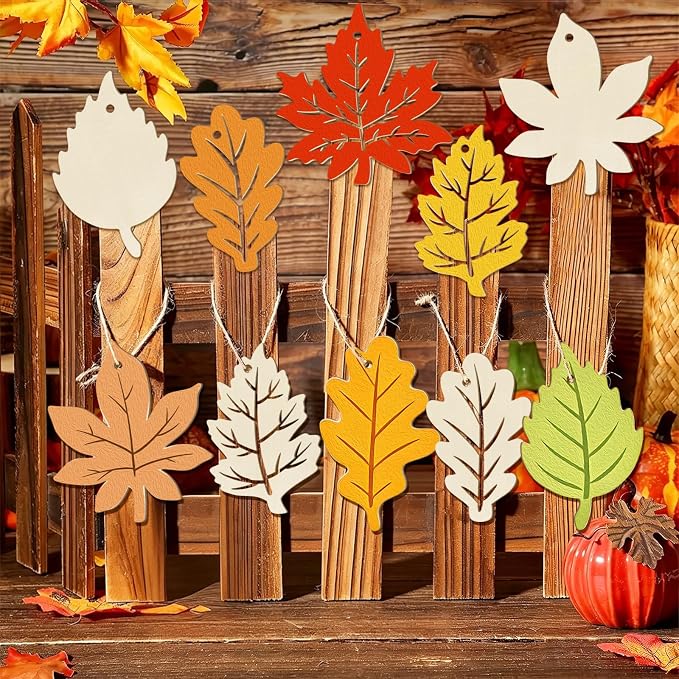 36PCS Wooden Fall Ornaments to Paint Thanksgiving Decorations, 6 Styles DIY - Image 6