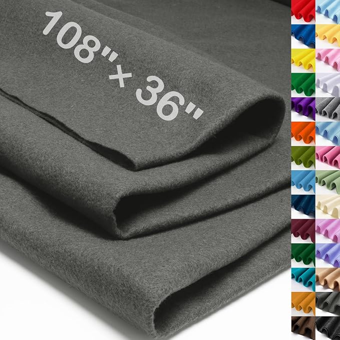 XSEINO Dark Gray Large Felt Fabric 108" X 36 ", 1.4 mm Thick Soft Felt Fabric by XSEINOiscreating%EF%BC%81