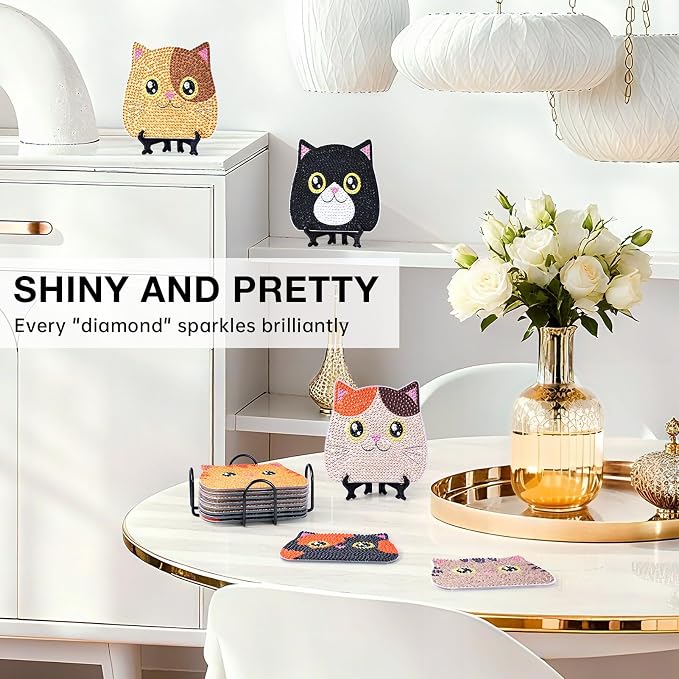 Cat Diamond Art Painting Coasters Kit - Image 3