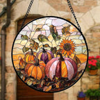 DASTOLL Stained Glass Window Hanging, Pumpkin Sunflower Suncatcher Diamond - Image 2