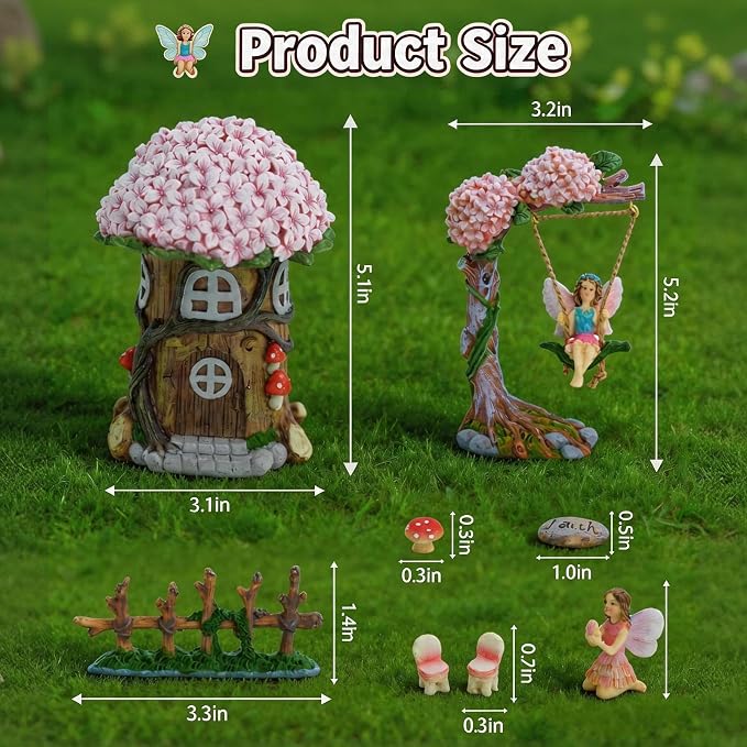 Miniature 8 Pcs Mini Garden Furniture, Fairy Garden Accessories Kit, Resin - Image 9