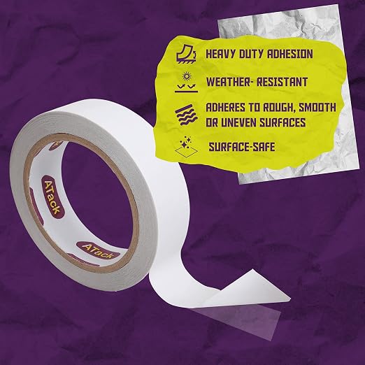ATack Clear Double-Sided Tape, Easy Tear by Hand, 2 Inches x 30 Yards, Wall - Image 3