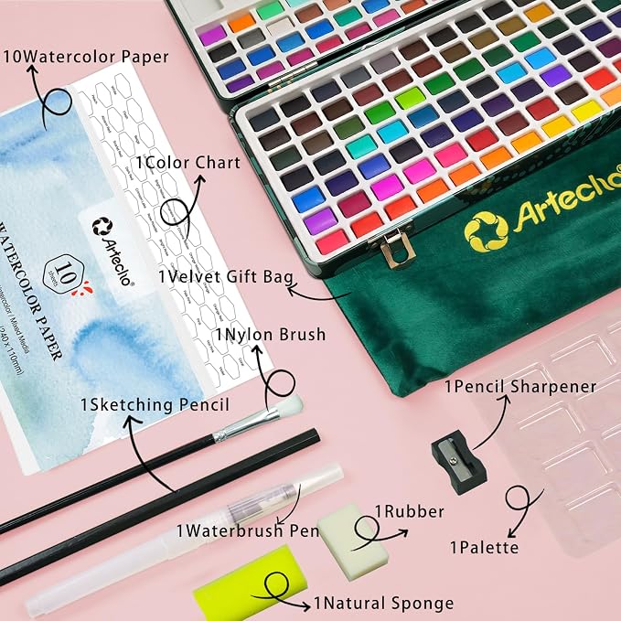 Artecho Watercolor Paint Set 128 Colors, Water Colors Paint Adult Set - Image 3