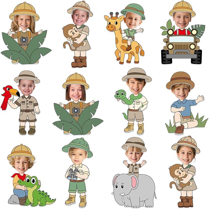 60pcs Jungle Safari Theme DIY Cutouts Jungle Animals Bulletin Board Decoration by partygreeting
