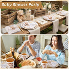 450 Pcs Brown Bear Baby Shower Tableware Set Decorations We Can Bearly Wait - Image 5