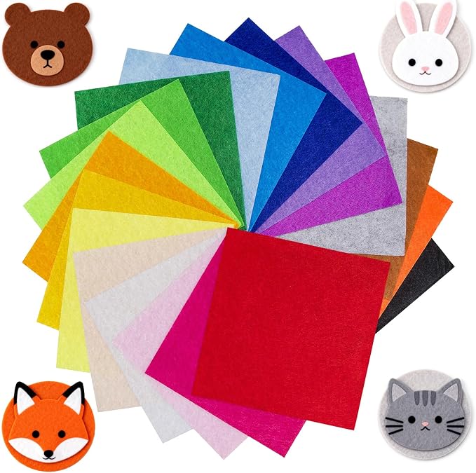 6" x 6" Felt Fabric Sheets for Crafts, 1mm Thick, Squares Non-Woven Felt Fabric - Image 5