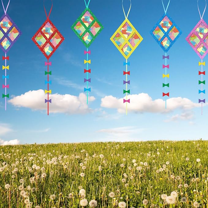 24 Sets Kites Craft DIY Kites Tissue Paper Craft Kits Summer Party Supplies DIY - Image 4