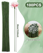 100 PCS 18 Gauge Green Floral Wire Stems - Image 2
